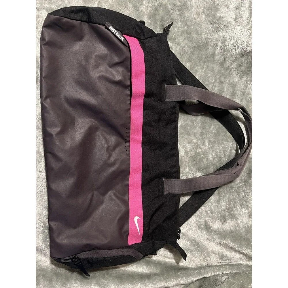 Nike Women's Pink / Black / Gray Athletic Gym Bag - with Shoe Holder